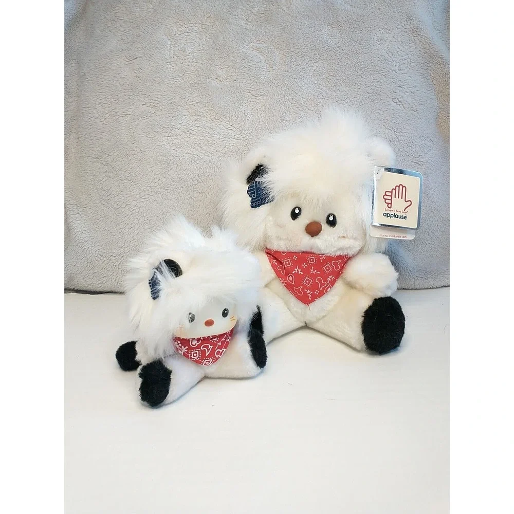 Vintage Applause Rubber Face Sekiguchi White‎ Bandy Lion Plushie Lot Of 2 w Tags